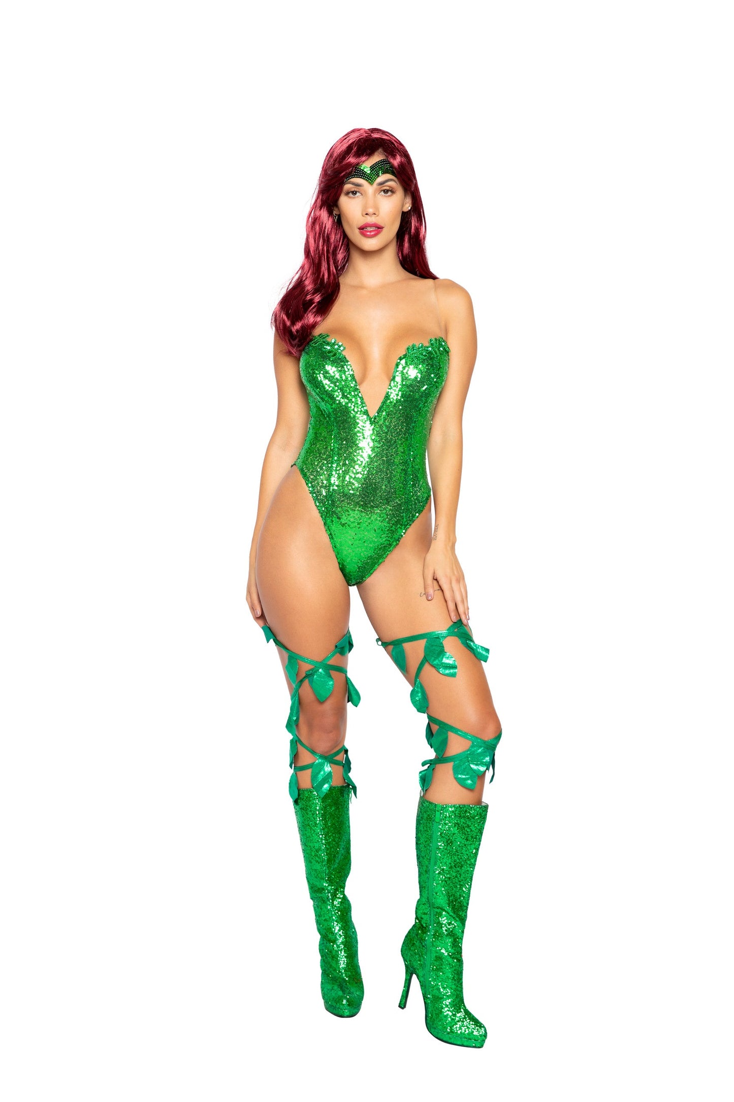 2pc Poison Ivy Sequin Romper & Headband Set