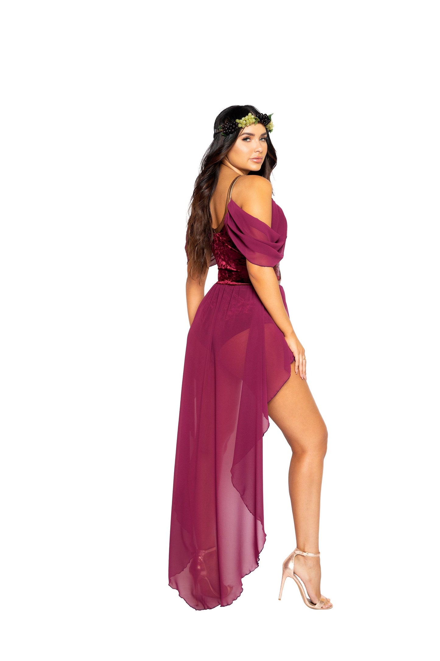 Wine Goddess Costume Set - 2pc Sequin Romper & Headband