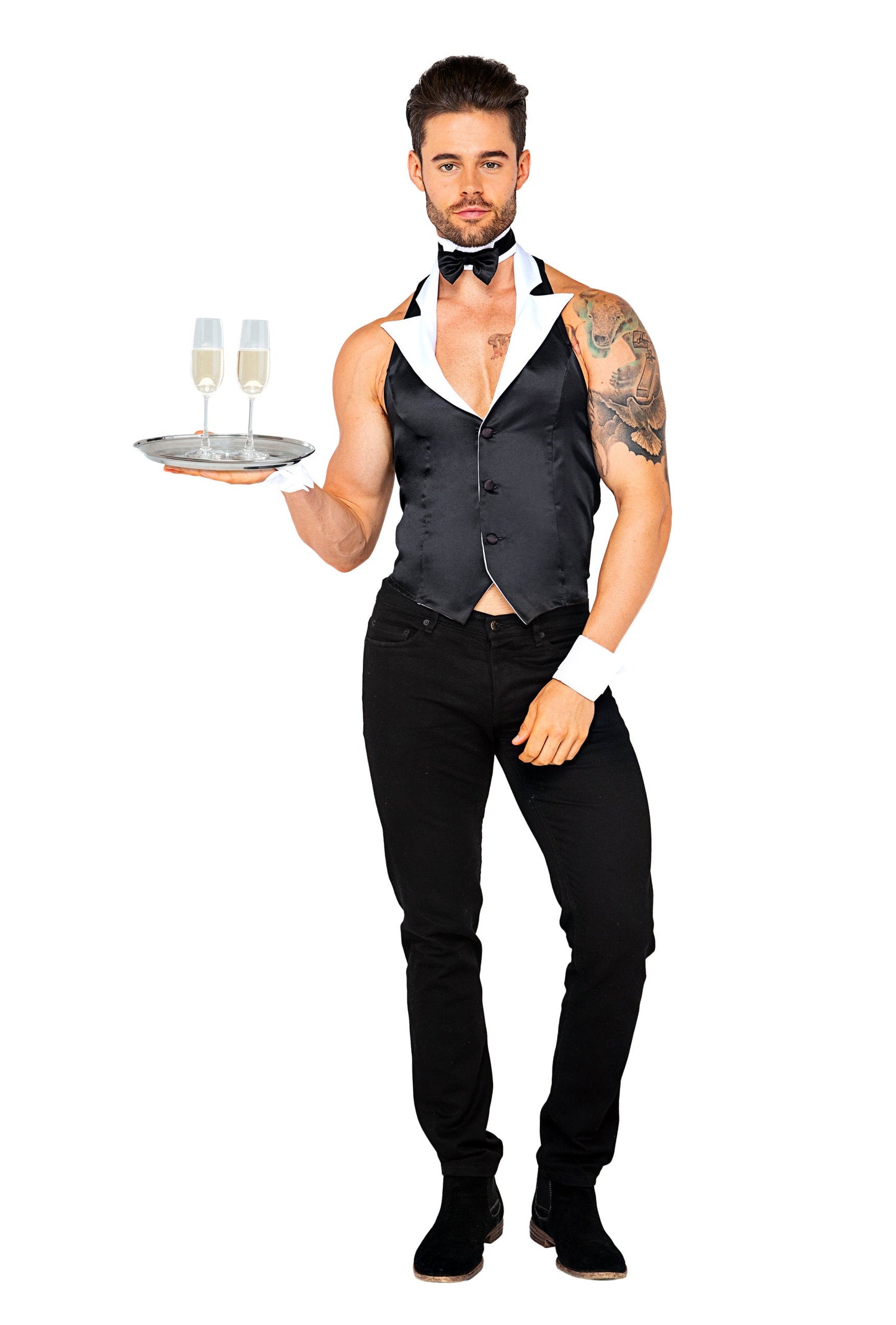 Butler Beefcake Costume - 4pc Set for Halloween Fun