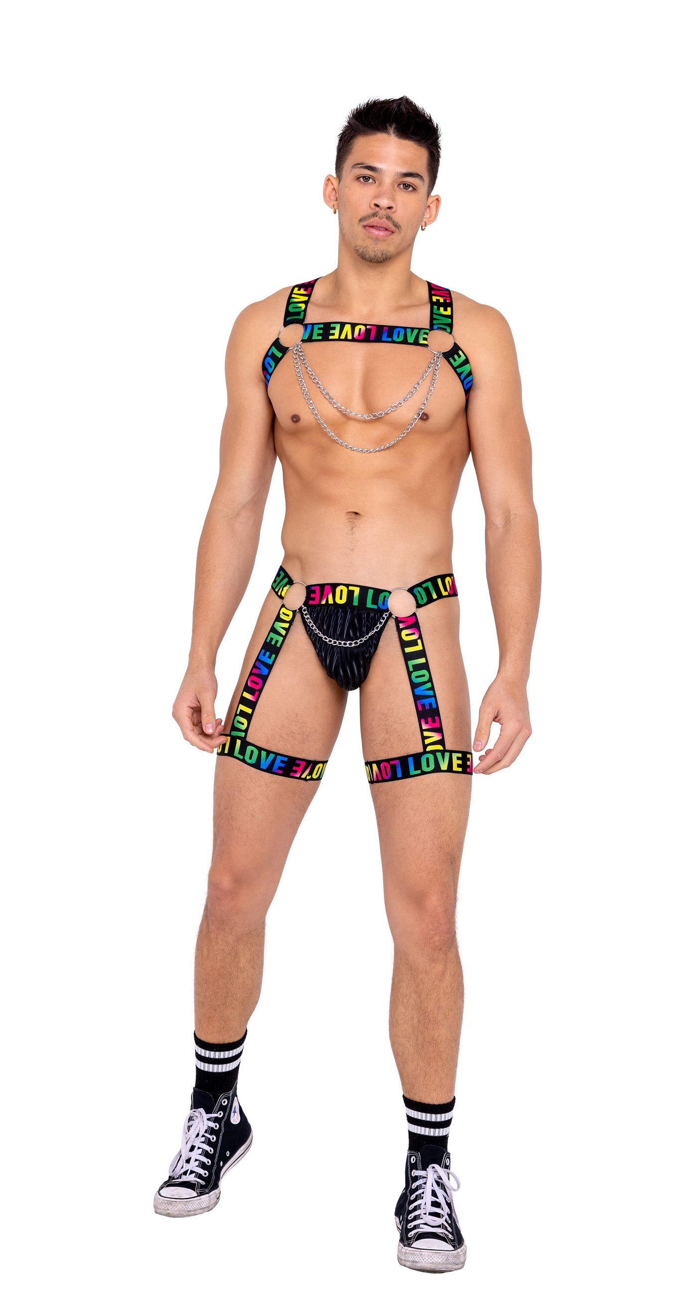 6158 - Men’s Pride Thong with Attached Garters