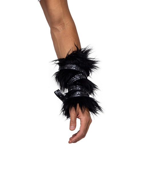 Chic Black Faux Fur Cuffs - Perfect for Halloween