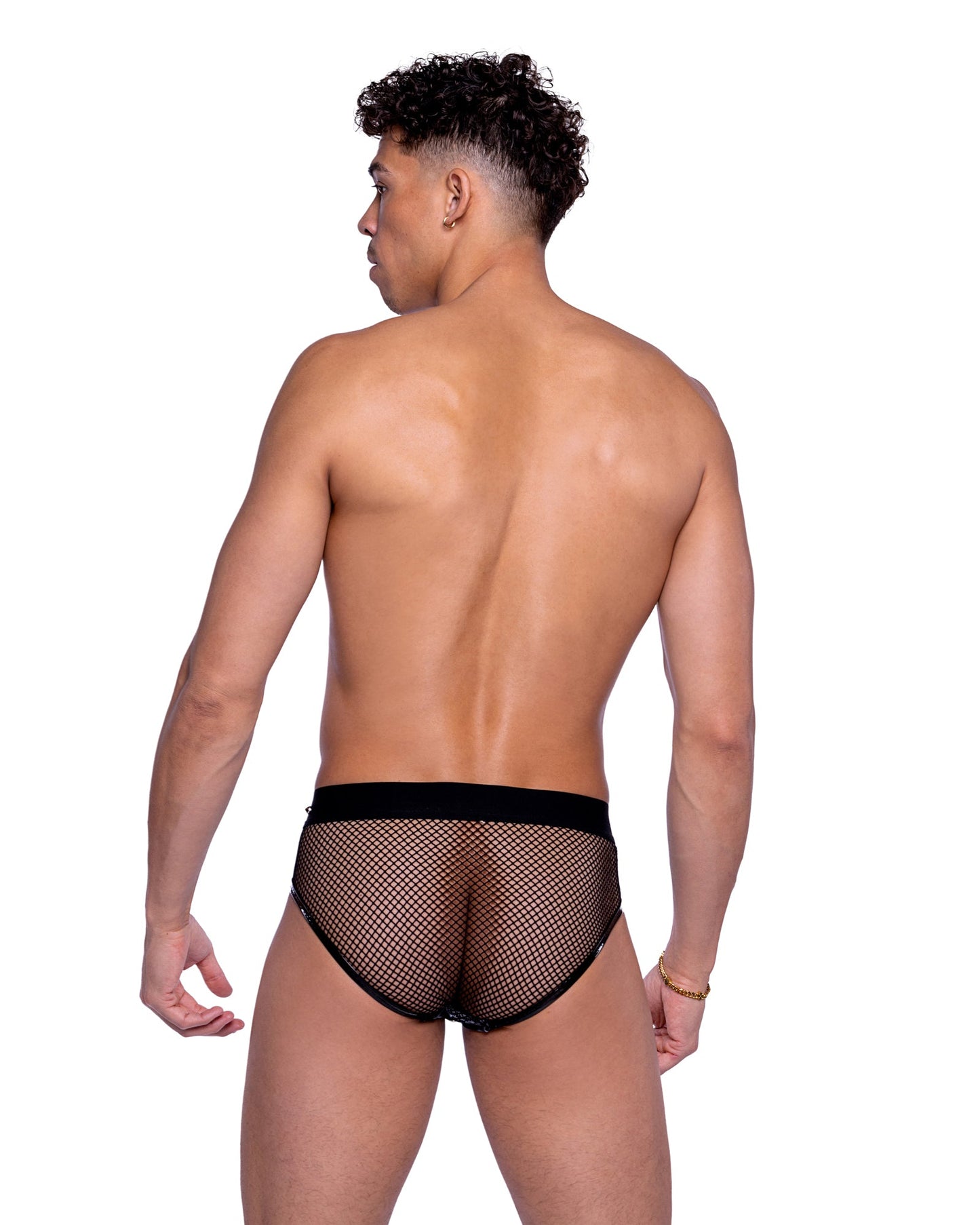 6528 - Shimmer Camouflage & Fishnet Zip-Up Briefs